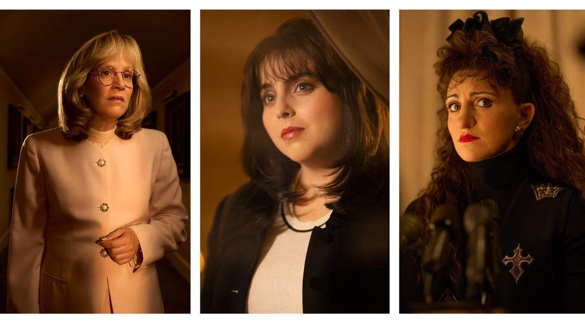 (L-R): Sarah Paulson as Linda Tripp, Beanie Fieldstein as Monica Lewinsky and Annaleigh Ashford as Paula Jones in Ryan Murphy’s FX series “American Crime Story: Impeachment.”