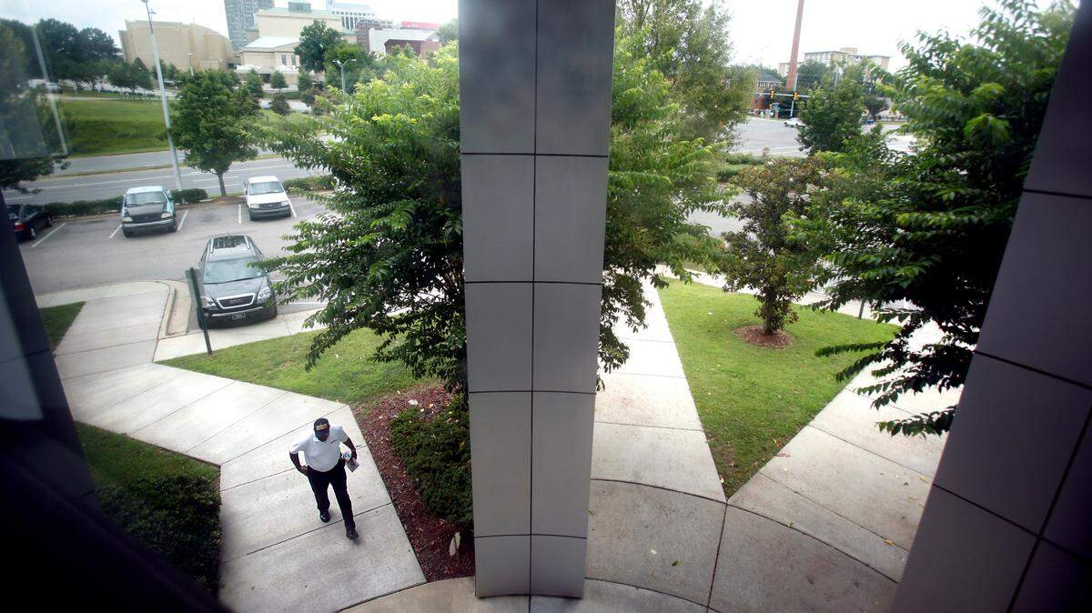 The view looking out from the Raleigh Business and Technology Center in 2013.