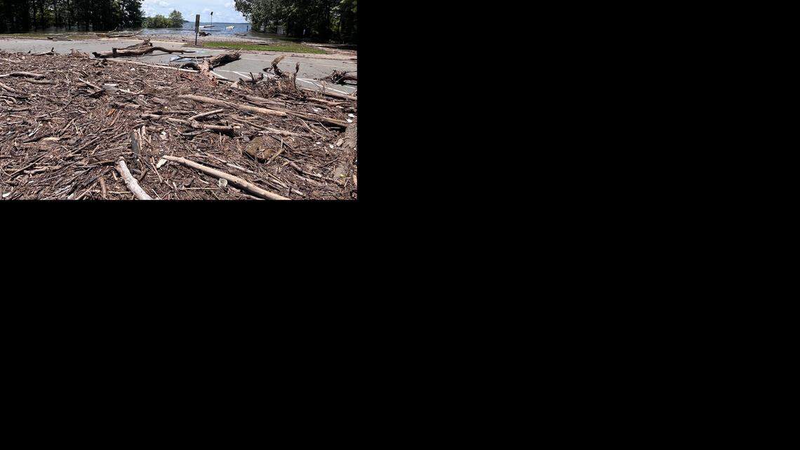 Debris from Tropical Depression Chantal at Jordan Lake on July 15, 2025. The Chatham County Sheriff’s Office is asking the public to avoid the lake for the time being.