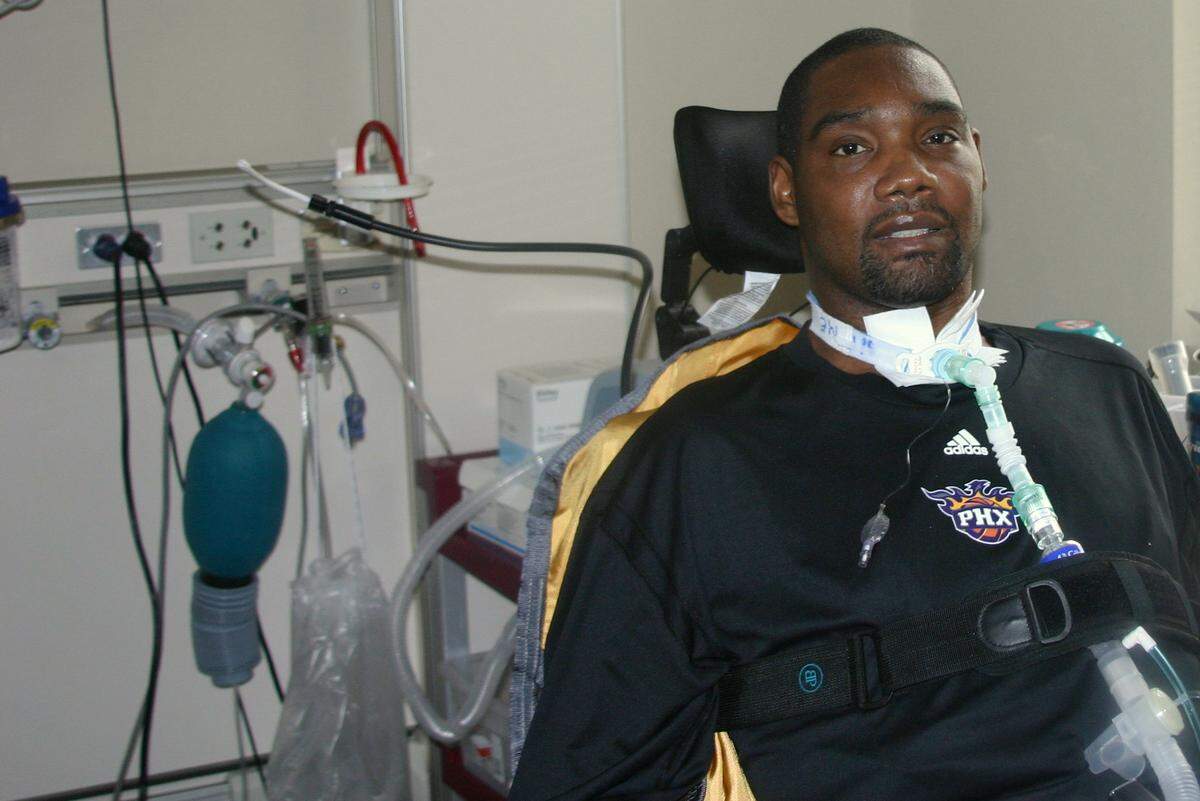 Rodney Rogers, the former Wake Forest and NBA basketball star, was paralyzed from the shoulders down in late November 2008 in a dirt-bike accident. Rogers is shown here in his room at Atlanta's Shepherd Center, a hospital that specializes in the rehabilitation of people with spinal-cord injuries. Rogers stayed there for three months. He said he prays every day to be able to walk again one day. Scott Fowler-sfowler@charlotteobserver.com