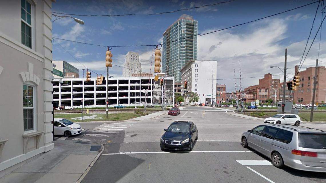 This crossing at Blackwell, Corcoran and Pettigrew streets could be closed if a GoTriangle plan proposed in October for the Durham-Orange light-rail line goes through. Local stakeholders are concerned the closing will be a bad move for downtown’s vibrancy.