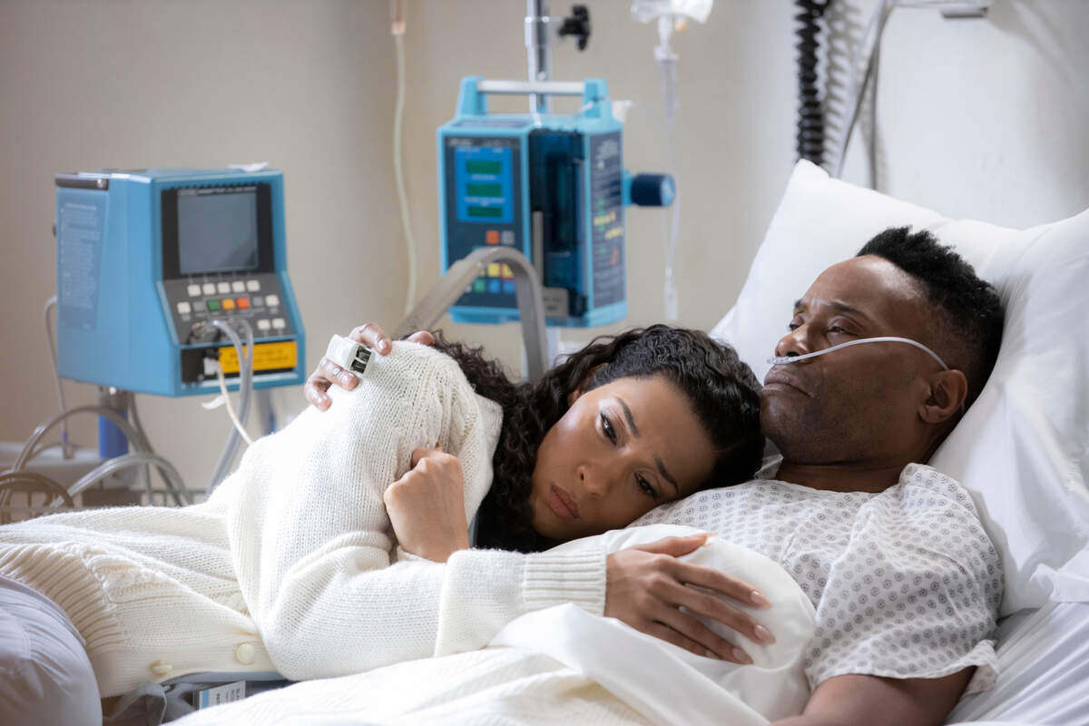 Mj Rodriguez, left, as Blanca, and Billy Porter as Pray Tell in the series finale of “Pose” on FX.