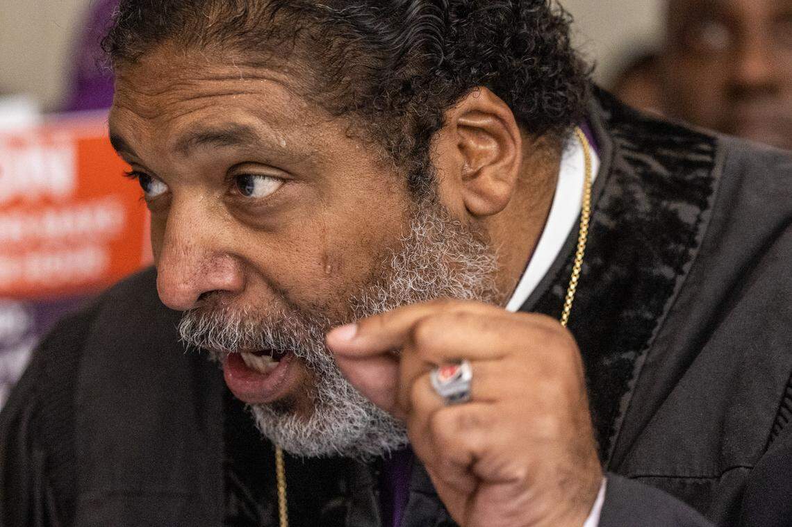 The Rev. William Barber is founder and president of Repairers of the Breach, a non-profit that organizes in opposition to government policies its supporters say are unfair to poor and marginalized people.