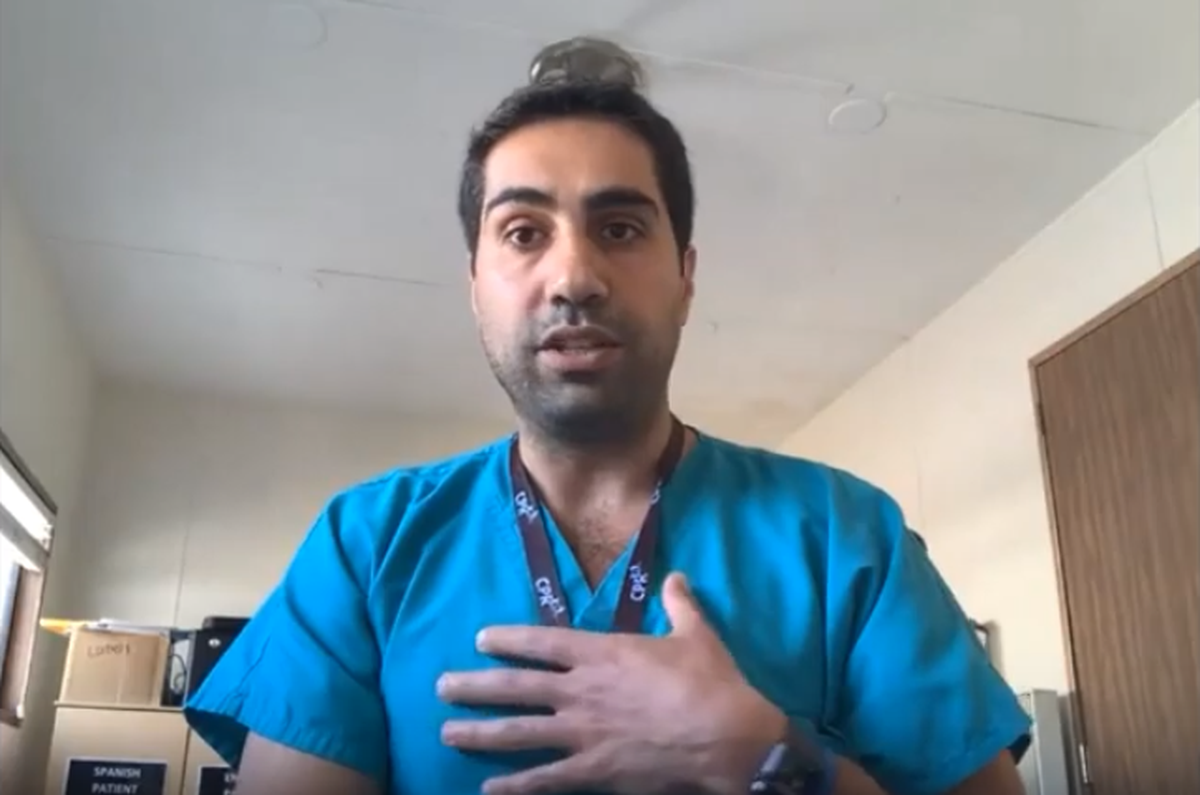 Dr. Amir Barzin of UNC Healthcare spoke with reporters via videoconference on Thursday, April 9, 2020.