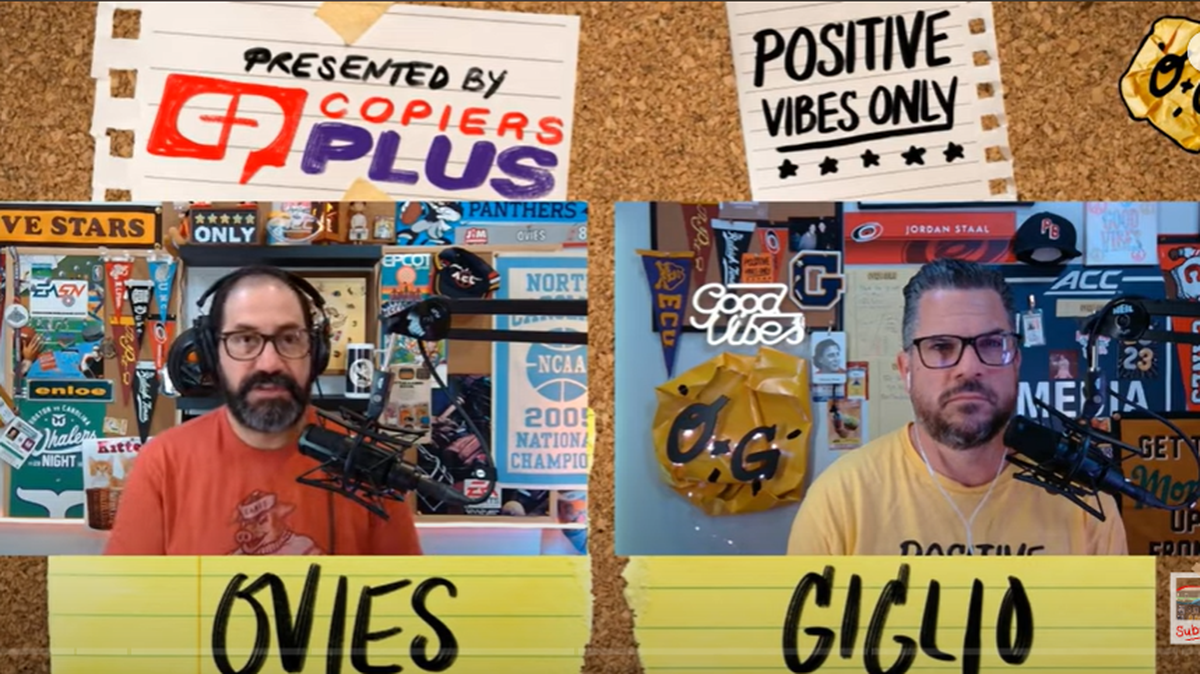 Joe Ovies (left) and Joe Giglio (right) on the Ovies + Giglio podcast.