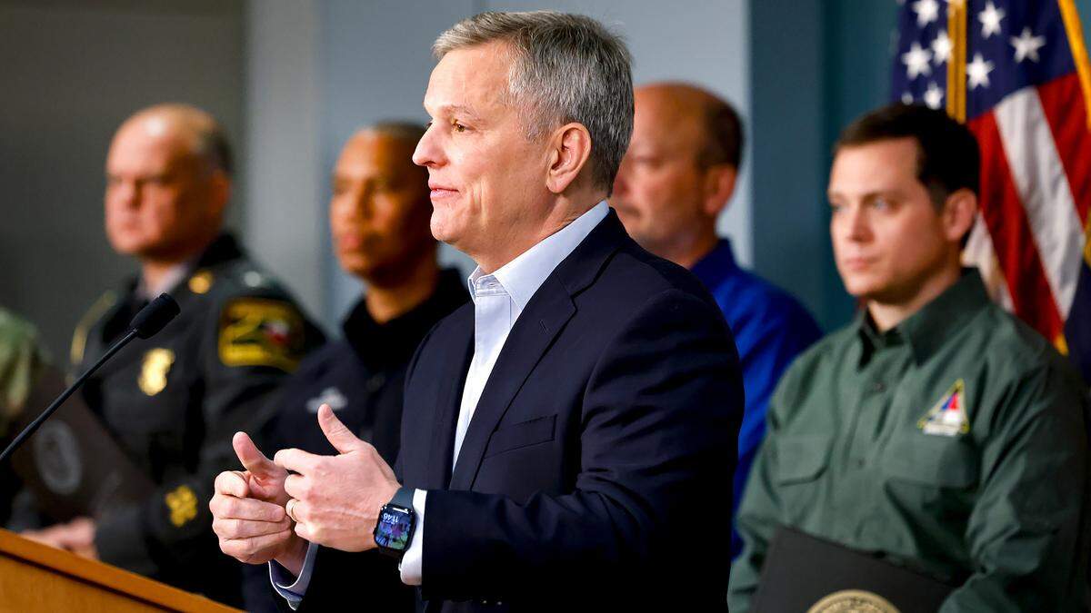 N.C. Gov. Josh Stein gives an update on preparations for the impending winter storm during a briefing at the Emergency Operations Center in Raleigh, N.C., Friday, Jan. 10, 2025.