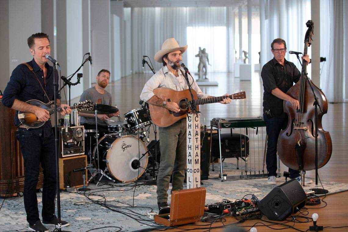 Chatham County Line perform a sound check at the North Carolina Museum of Art as they prepare for a virtual concert on Tuesday, September 1, 2020 in Raleigh, N.C.
