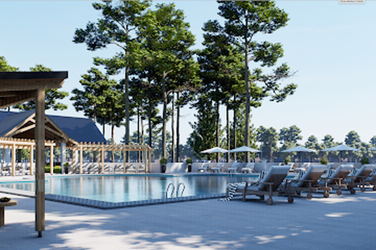 A rendering of the pool amenity at Cattail, a 296-home community under construction in Clayton, NC.