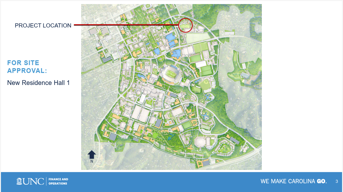 The location of a planned UNC-Chapel Hill residence hall.