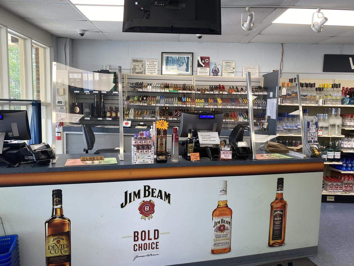 Orange County ABC stores now have plexiglass shields on their registers to separate customers from store employees.