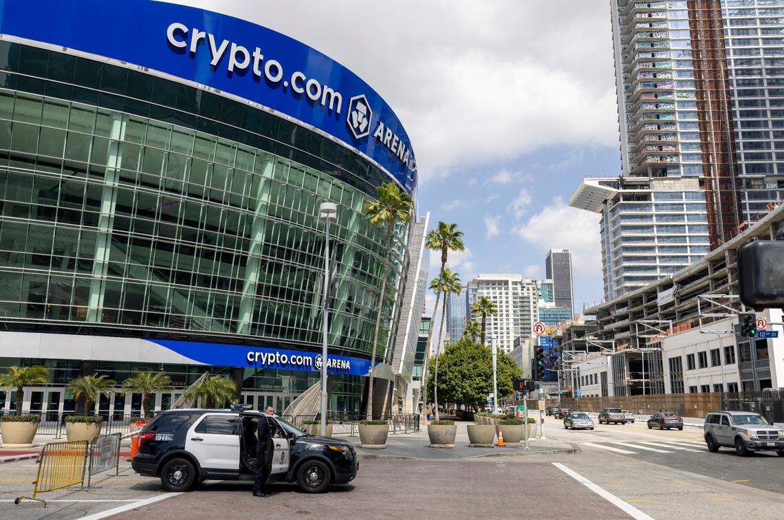 The Crypto.com Arena, the site of the 2024 NCAA West Regional in Los Angeles, CA on Tuesday, March 26, 2024. 