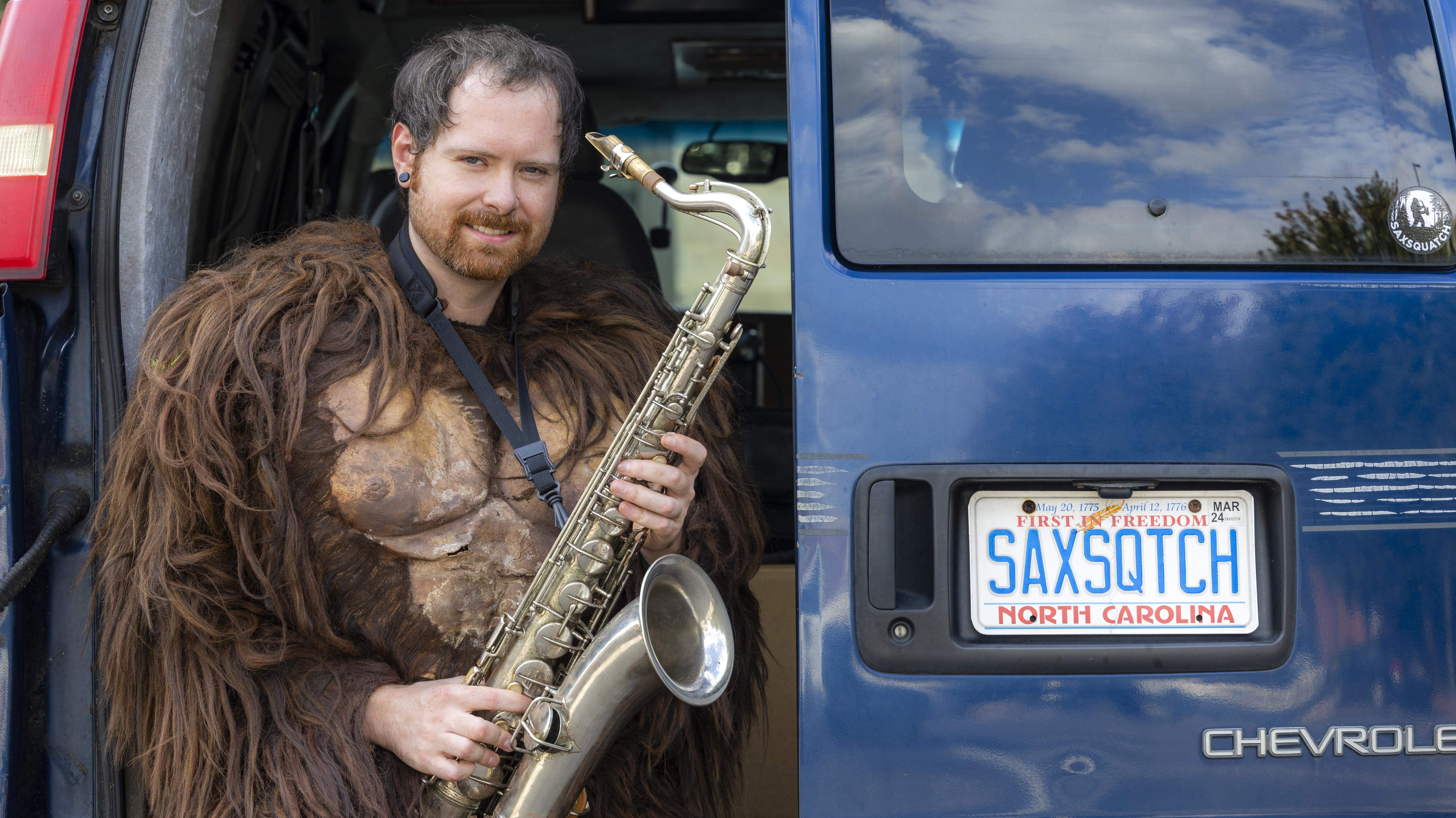 Who is Saxsquatch? The sax-playing cryptid from NC offers a look inside the suit