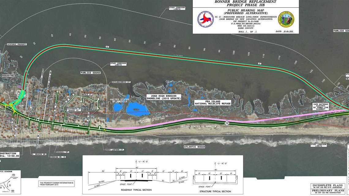 Just south of the Bonner Bridge, where N.C. 12 passes through the Pea Island National Wildlife Refuge, work will soon begin on a 2.4-mile bridge that will carry the road out into Pamlico Sound.