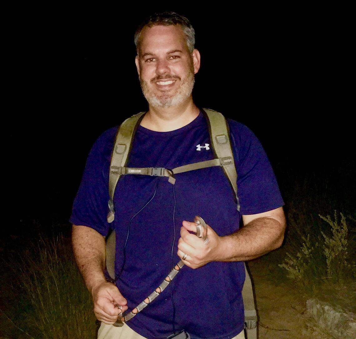 Dr. Ben German with a Gray-Banded Kingsnake from Texas.