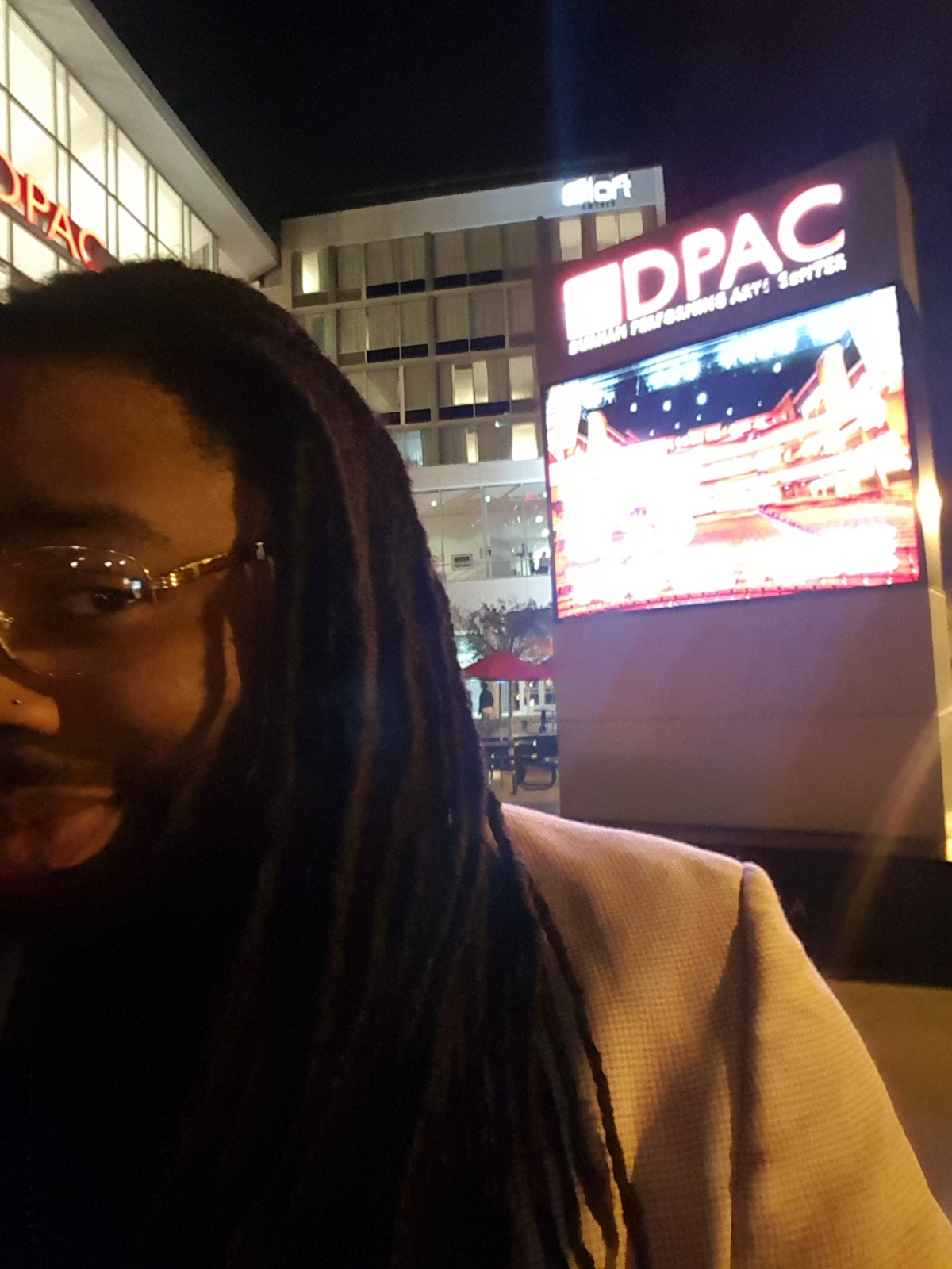 Angelo Hall is a 35-year-old Creedmoor musician. He won The News & Observer’s guest critic contest to attend “Hamilton” at DPAC. Here is a selfie outside the venue Nov. 7, 2018.