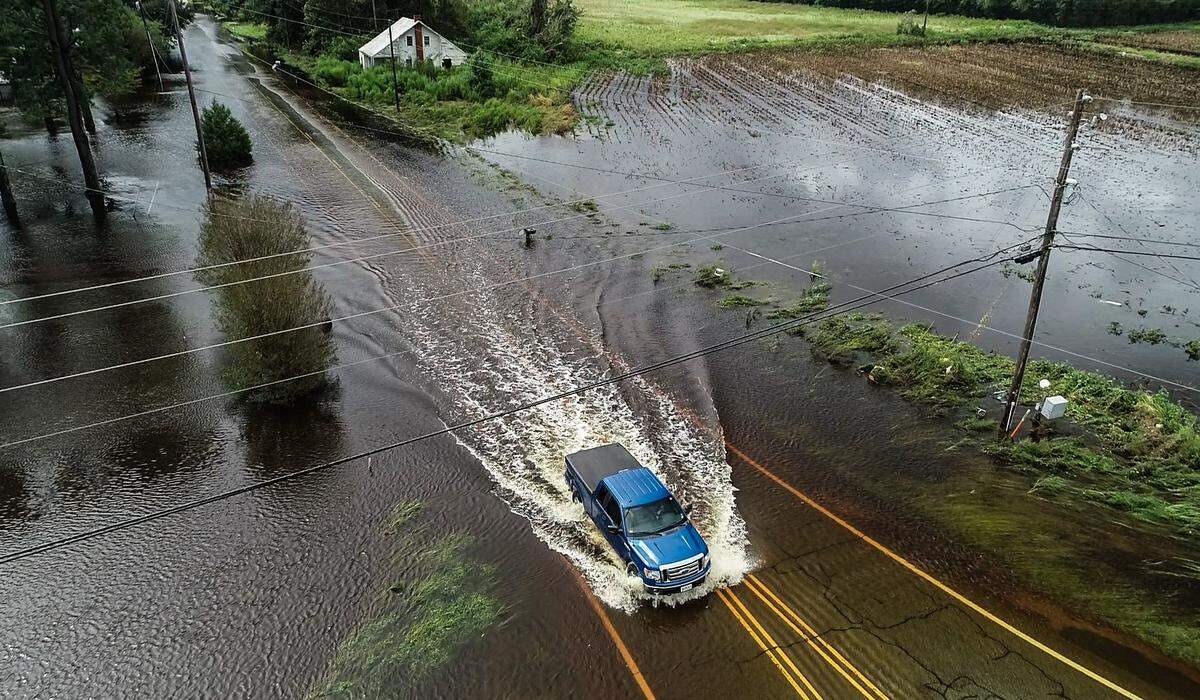 An aerial view of of flooding along Trenton Hwy in Kinston Sunday, Sept. 16, 2018 following the aftermath of Hurricane Florence.
