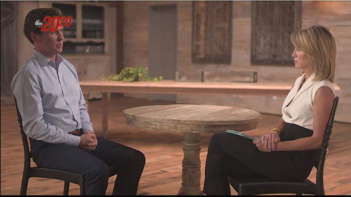 Mark Gerardot, left, is interviewed by Amy Robach for ABC’s “20/20.”