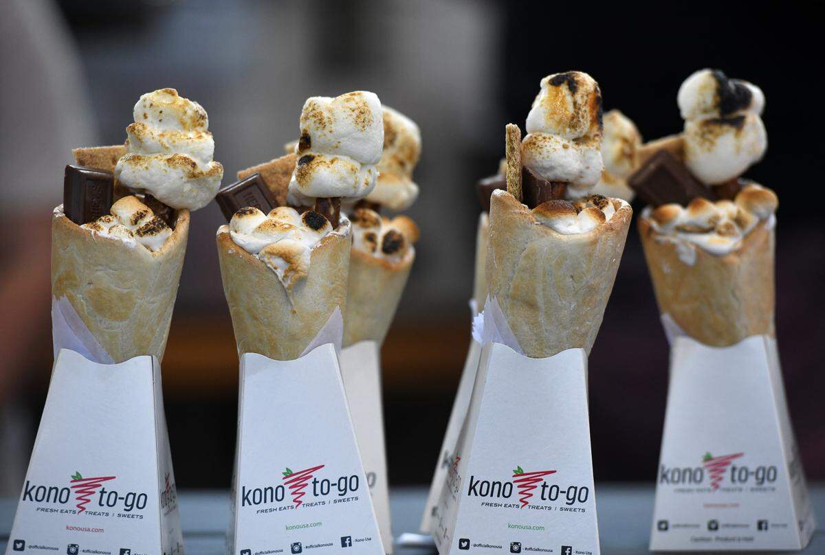 S’more Pizza Cones from Kono Pizza, one of the new foods available at the 2024 North Carolina State Fair, are pictured during media day on Monday, Oct. 14, 2024, at Dorton Arena in Raleigh, N.C.