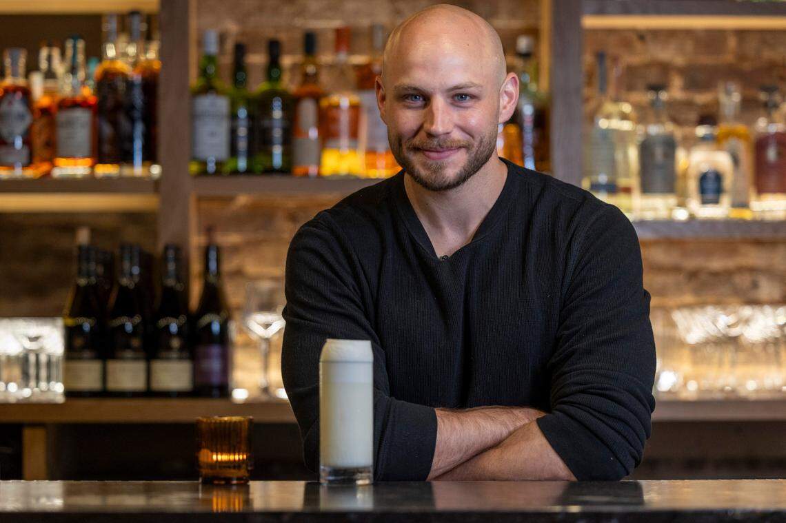 Beverage director Jordan Joseph at Scott Crawford’s new cocktail bar, Sous Terre, at 620 North Person Street below Jolie, Crawford’s French bistro.