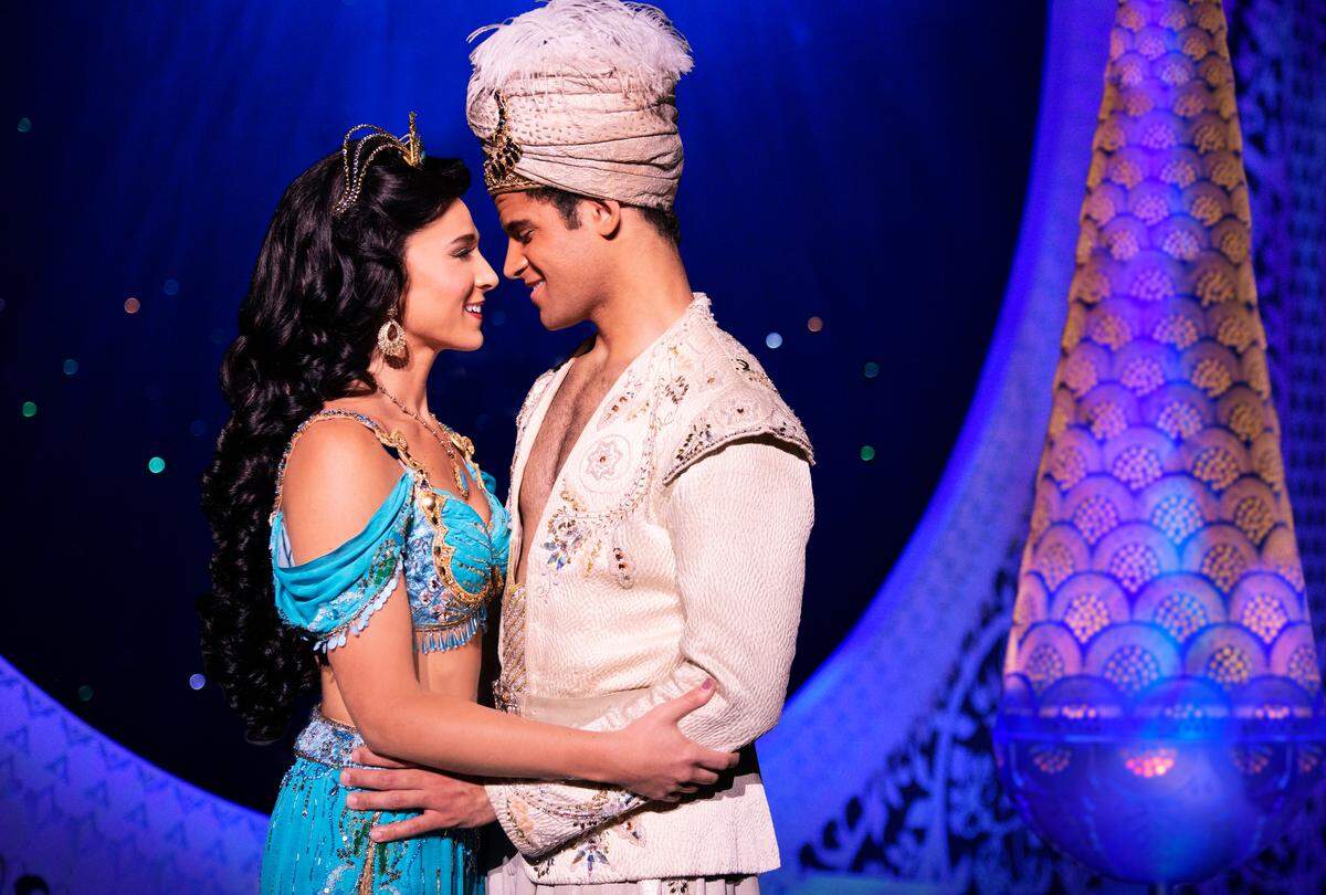 “Aladdin” stars Clinton Greenspan (Aladdin) and Lissa deGuzman (Jasmine). It will be at DPAC Oct. 2-26, 2019.