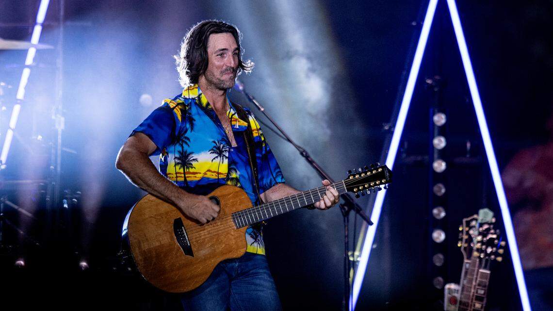 Country music star Jake Owen performs in concert at Raleigh, N.C.’s Red Hat Amphitheater, Thursday night, July 20, 2023.