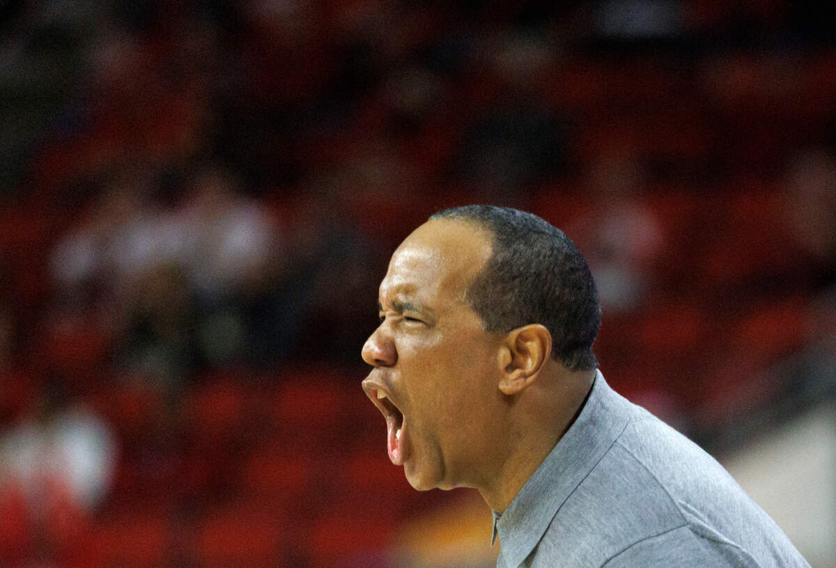 N.C. State head coach Kevin Keatts yells from the sideline during the second half of the Wolfpack’s 74-68 win over Miami on Tuesday, Jan. 30, 2024, at PNC Arena in Raleigh, N.C.