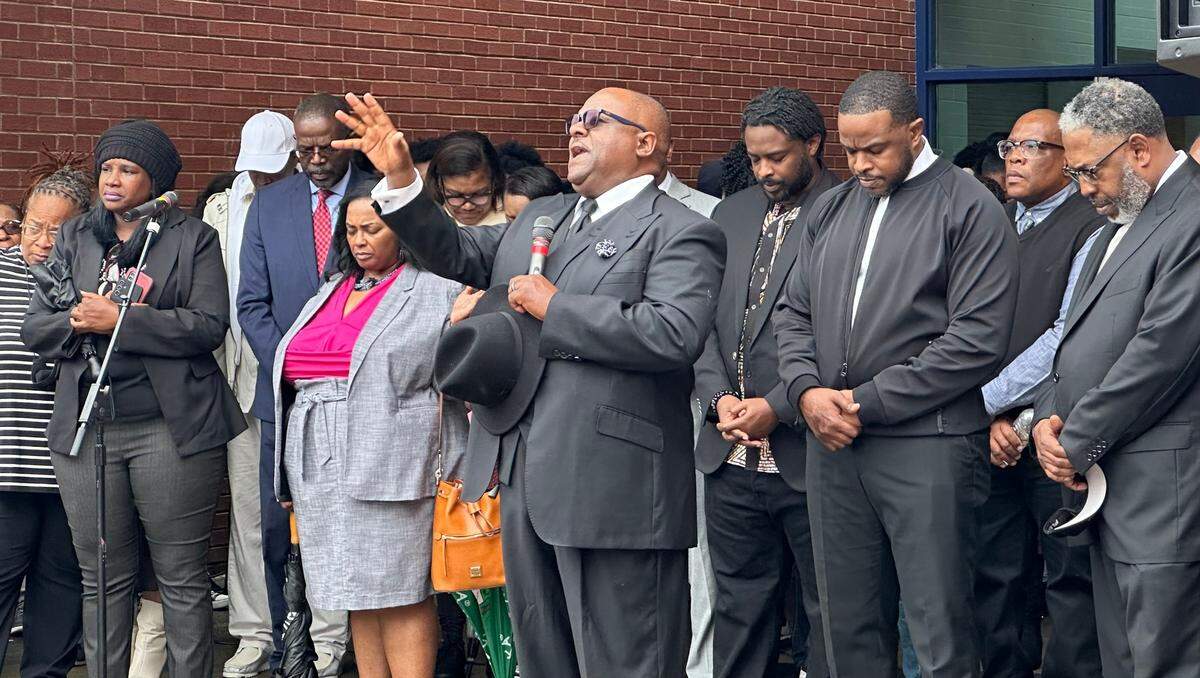 Pastor Joe Stevenson of the Macedonian New Life church speaks during a vigil following the death of a Southeast High School student