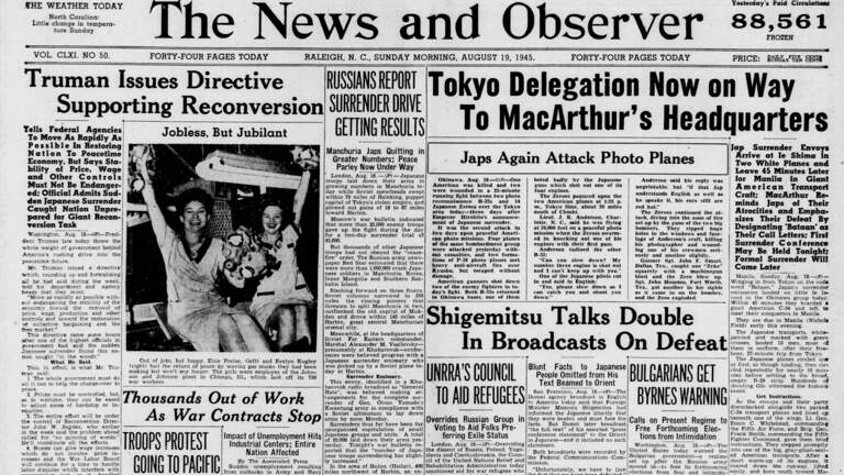 End of WWII meant return to peacetime economy, fewer jobs — Today in Triangle History