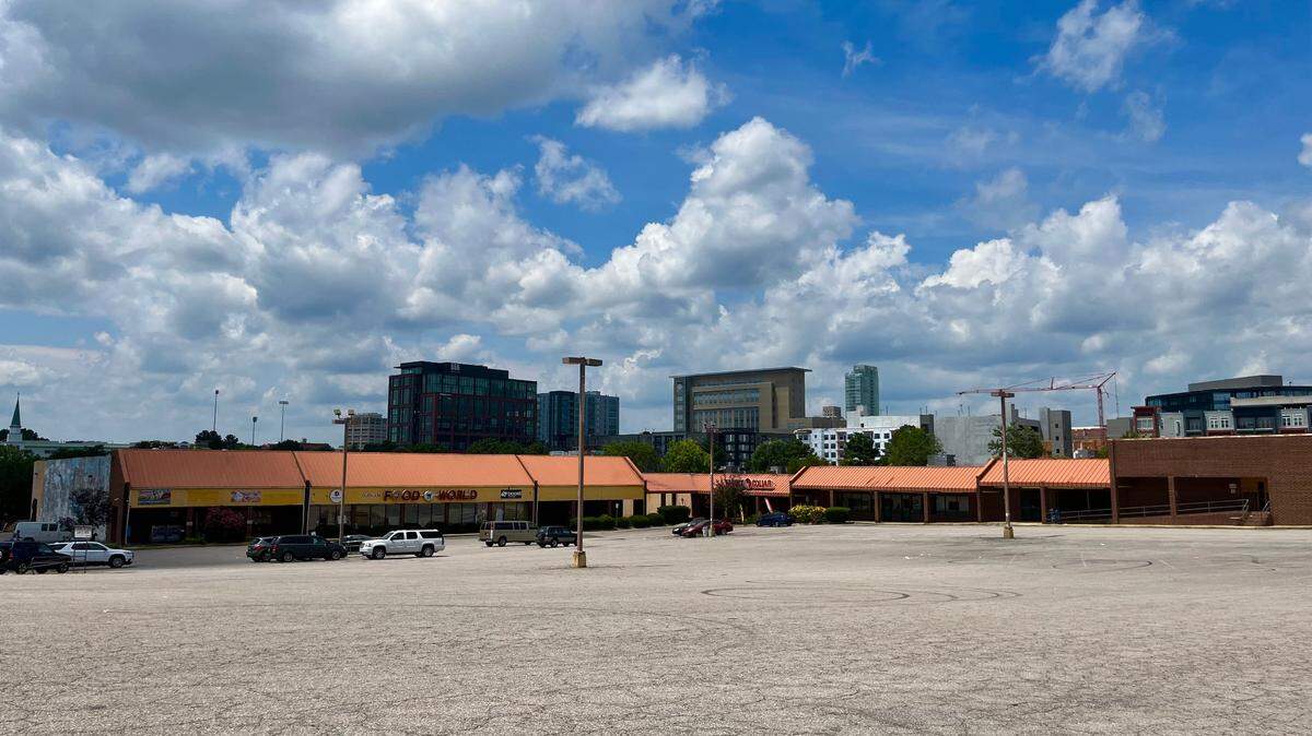 Developers paid over $62 million for 10 acres in Durham along Highway 147, where they are planning a life sciences campus with labs, residential units and retail space. Today, the land is pavement and aging shops. Food World and Family Dollar are the last remaining tenants of Heritage Square.