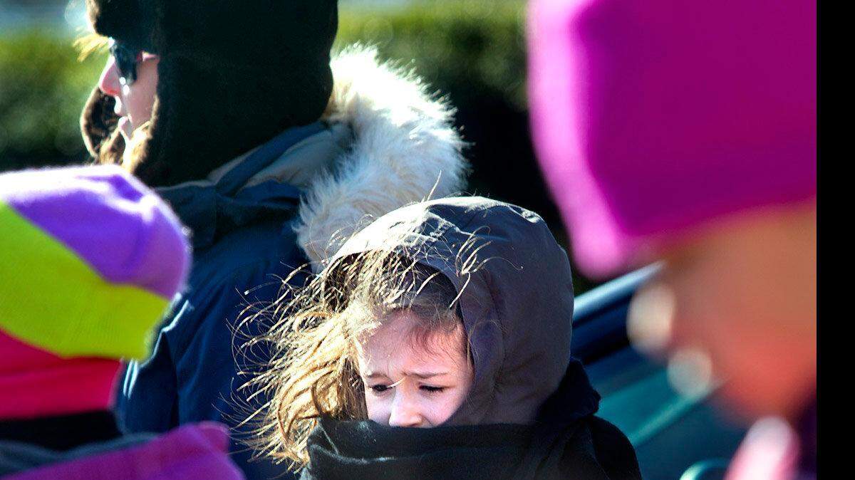 Students at Follow the Child Montessori school braved the cold on Friday, Feb. 20, 2015. Not bound by the Wake County School's decision to cancel classes, the Montessori school operated on a one-hour delay.