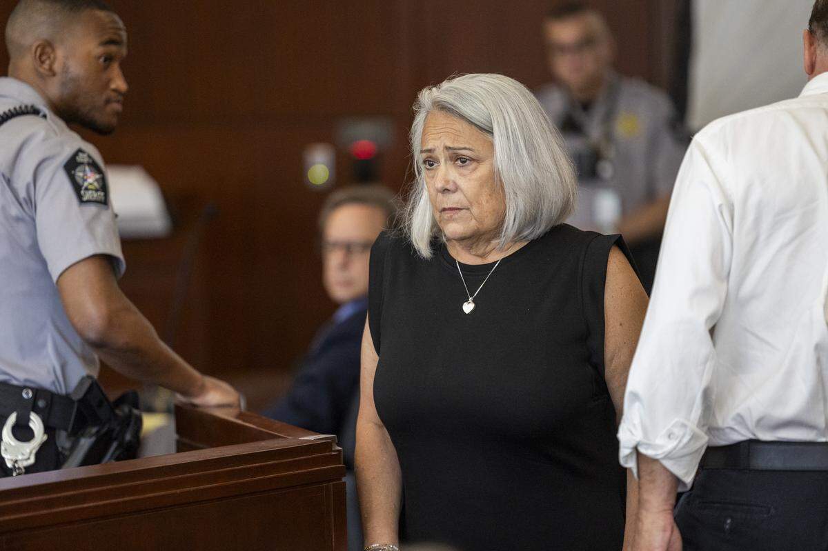 Tracy Millette, mother of David Millette Jr., returns to a seat in the courtroom after delivering a victim impact statement during the sentencing hearing for Tyrell Moore on Monday, June 1, 2026, at the Wake County Justice Center in Raleigh. Moore pleaded guilty earlier this year to voluntary manslaughter in the death of David Millette Jr., who died after Moore struck him during a confrontation in Raleigh's Glenwood South district in August 2023.