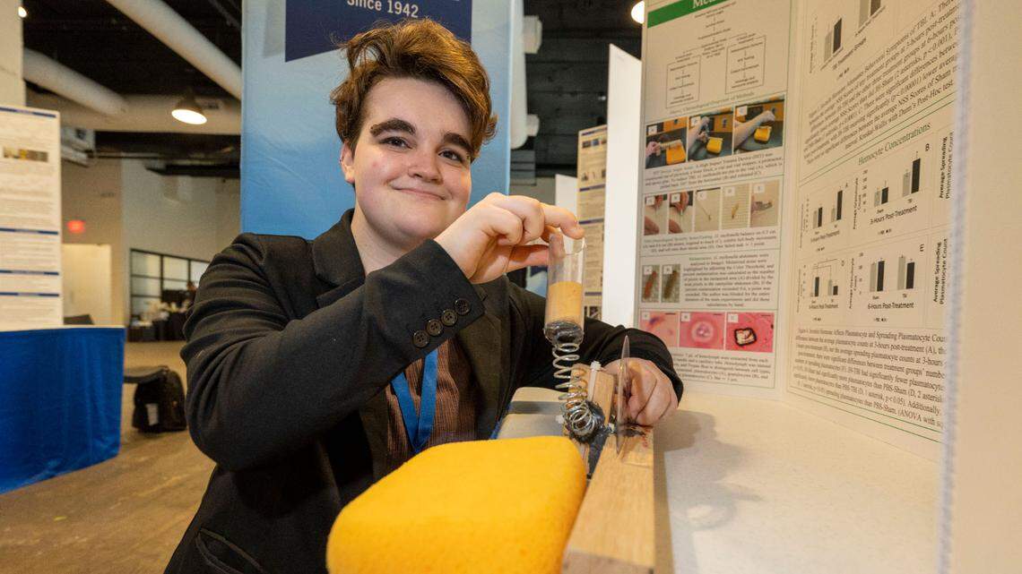 Linden James, 17, a senior at the N.C. School of Science and Mathematics, won a $90,000 prize for finishing in 5th place in the 2023 Regeneron Science Talent Search.