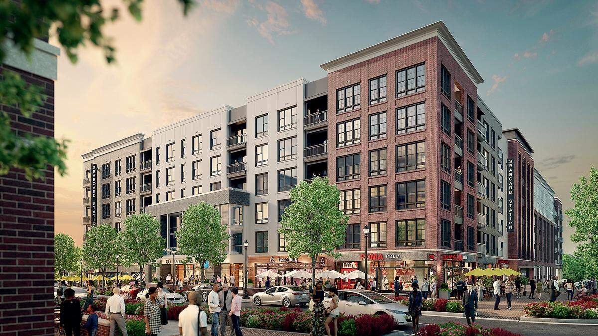 The redeveloped Seaboard Station on West Peace Street in Raleigh will have new buildings with ground-level retail space and multifamily housing.