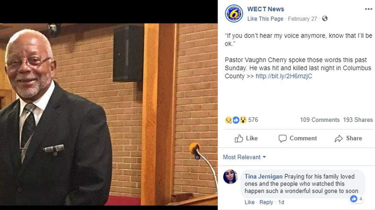 Vaughn Cherry checked on a driver who was in a crash and got hit by a car, cops say.