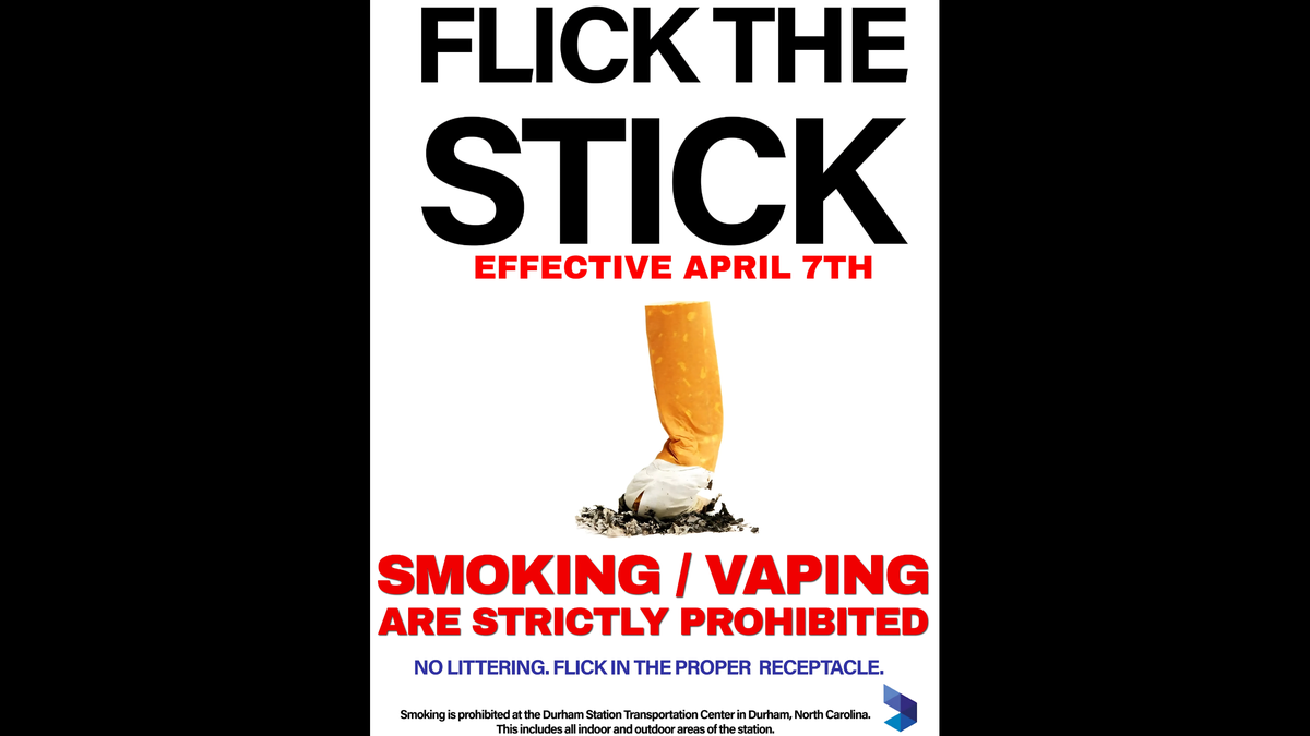 Smoking was allowed at Durham Station until April 7, 2025 when the city’s transit system banned it for all indoor and outdoor areas.