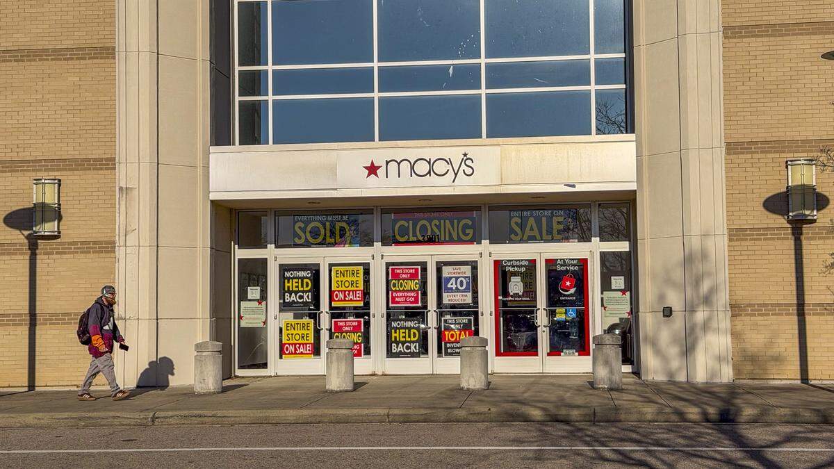 A Macy’s entrance at Triangle Town Center bears signs of a closing sale on Tuesday, Jan. 13, 2026. Macy’s recently announced the closing of its Triangle Town Center location. File photo.