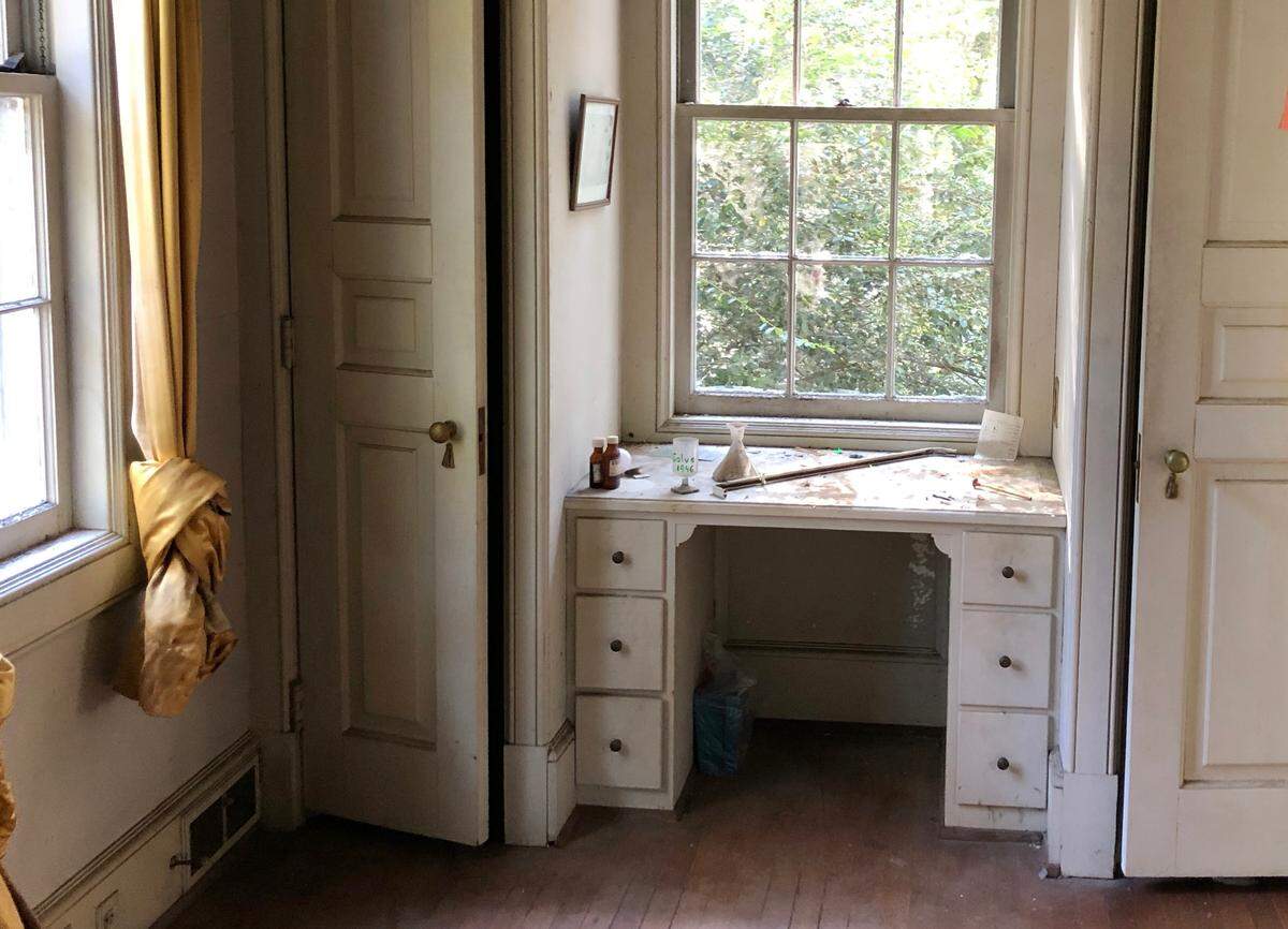 The house on White Oak Road in the Anderson Heights neighborhood of Raleigh will be demolished and the nearly three acres subdivided for new home sites. Neighbors and admirers of historic architecture have been visiting by appointment to bid on decorative and structural elements of the house, which was built in 1938 and was occupied for decades by Broughton family members.