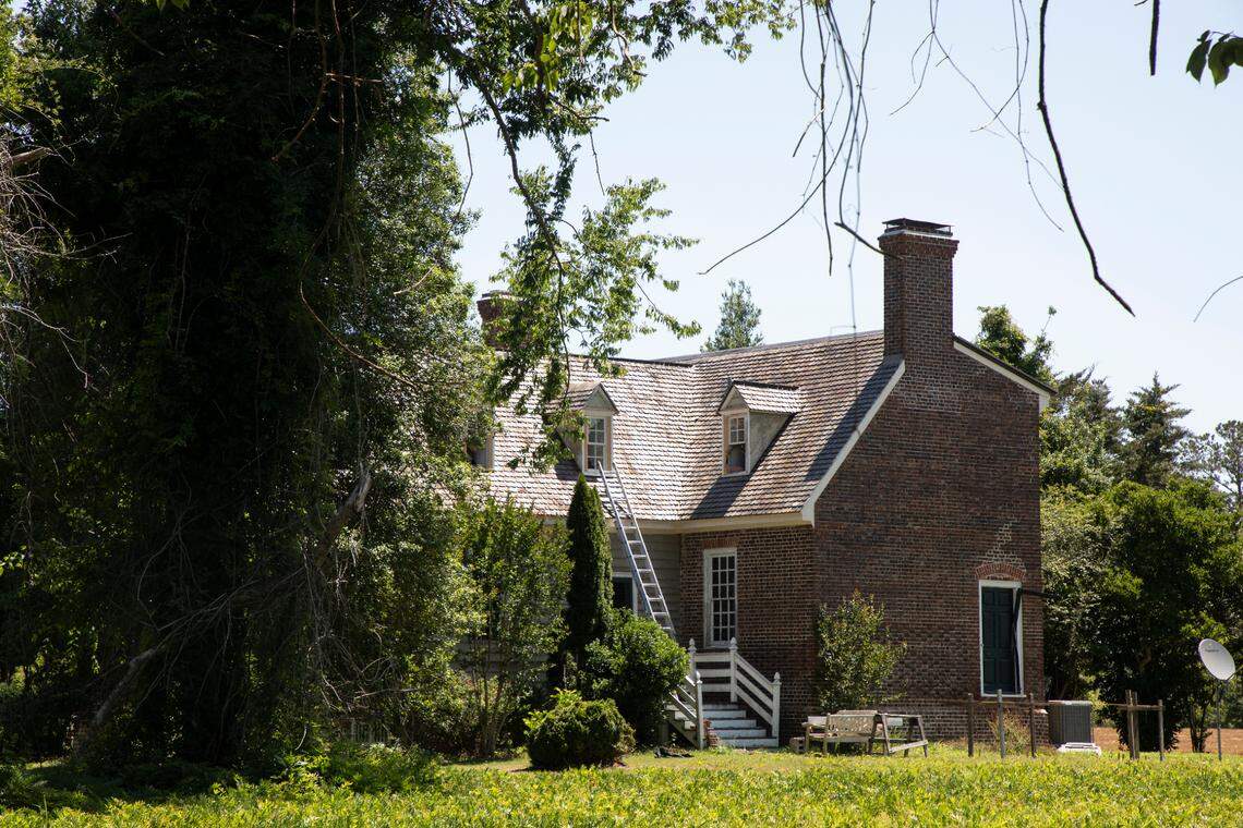 The exterior of the Duke-Lawrence House near Rich Square, N.C. is pictured on June 15, 2022. Bob Tucci is restoring the home, one of the oldest in North Carolina.