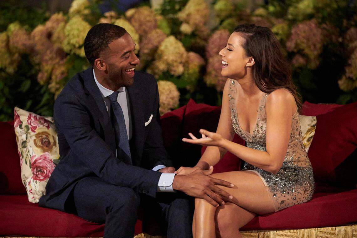 Matt James, a Raleigh native, with Katie Thurston on the Jan. 11, 2021 episode of “The Bachelor” on ABC.