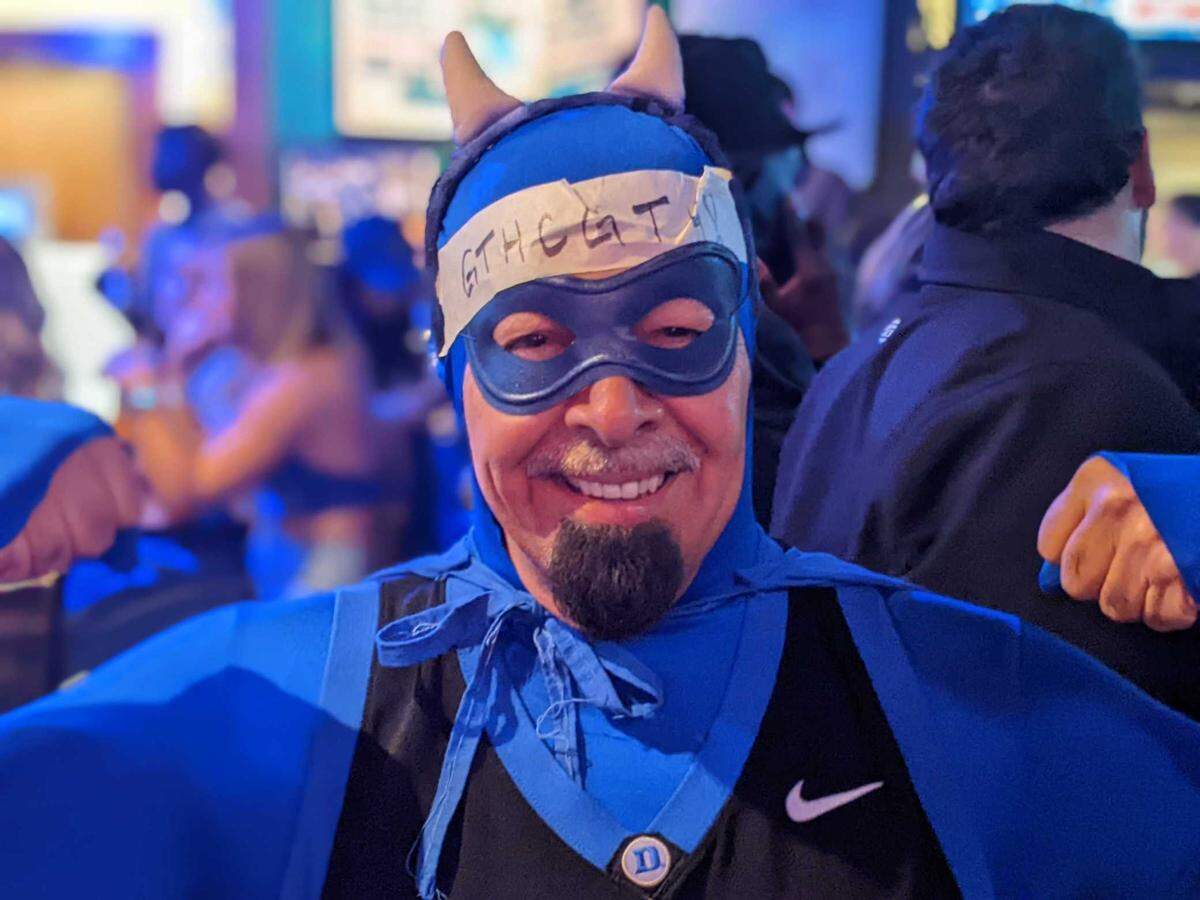 Just your typical Duke fan on Saturday night in Durham.