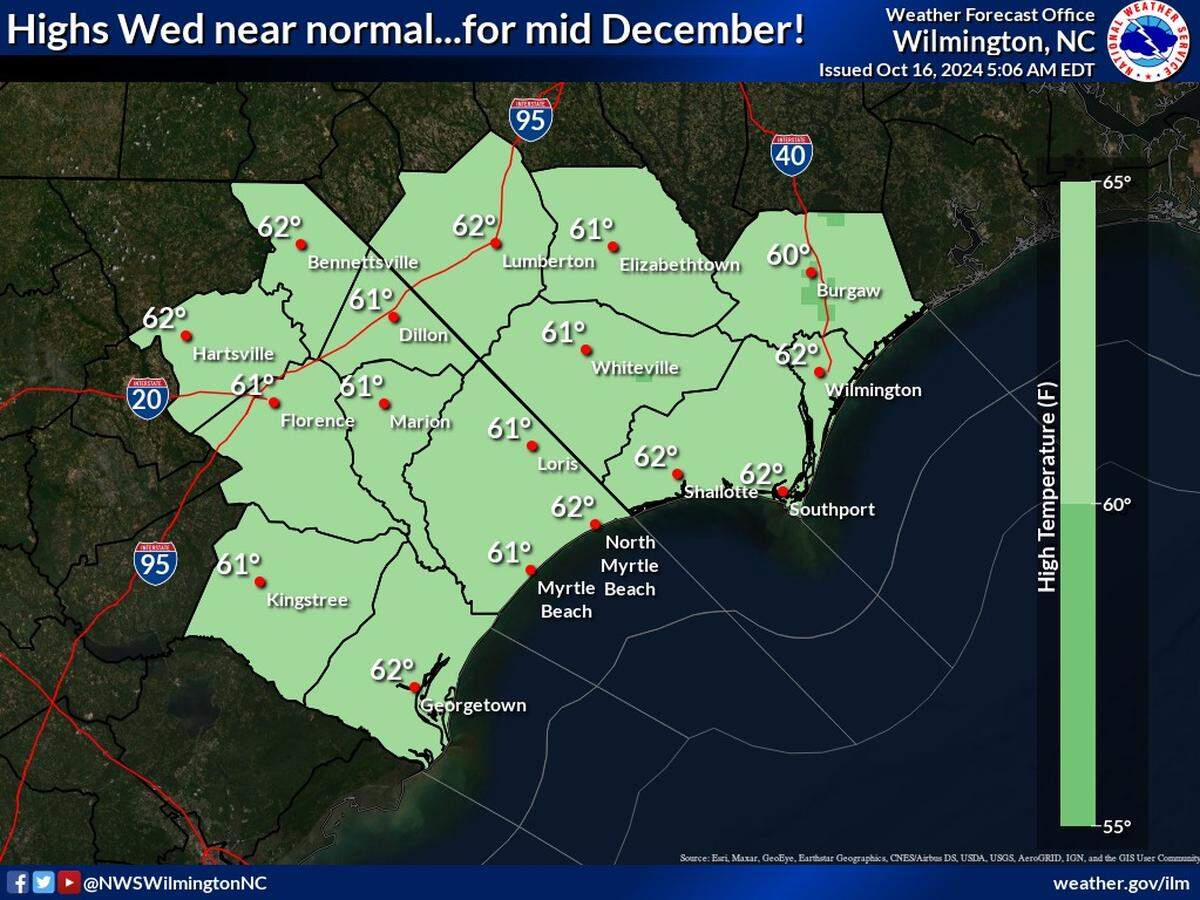 The National Weather Service’s Wilmington office noted Wednesday’s unseasonable cool temperatures with a Facebook post that asked, “Um....what?”