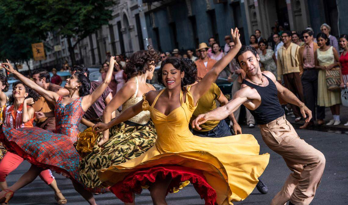 Ariana DeBose as Anita and David Alvarez as Bernardo in 20th Century Studios’ film “West Side Story,” directed by Steven Spielberg.