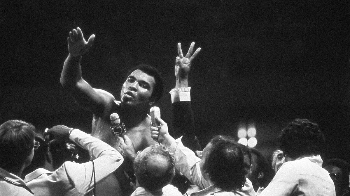 Muhammad Ali, the subject of a new Ken Burns PBS documentary, talks with the press after winning back the Heavyweight Championship for an unprecedented third time by beating Leon Spinks at the Super Dome in New Orleans, LA. September 15, 1978.
