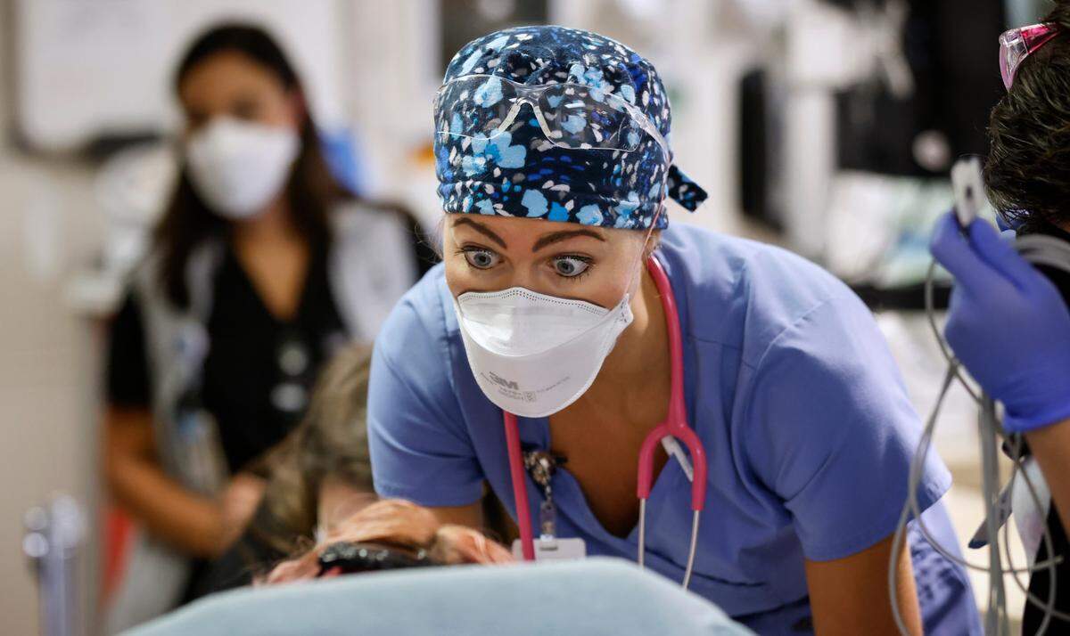 Erica South, a nurse in the emergency department at UNC REX Hospital in Raleigh, N.C., Friday, October 1, 2021.