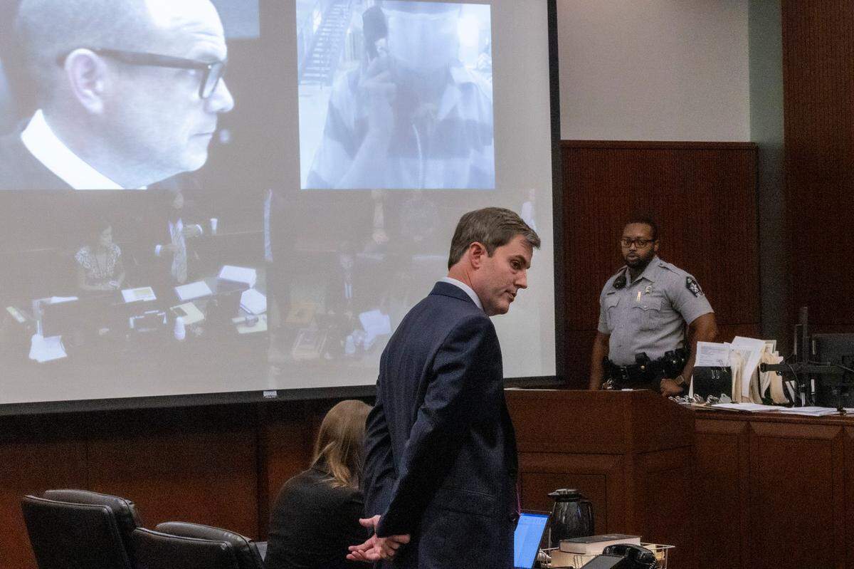 Attorney Brad Polk represents 21-year-old Kailey Lynch-Firicano, of Clayton, as she makes her first appearance in court via video call after being charged with accessory after the fact and obstructing justice Wednesday, June 28, 2023 at the Wake County Justice Center in Raleigh. On April 4, 2021, Christina Matos died after she was stabbed several times in her apartment on Hillsborough Street. She was 20 years old.