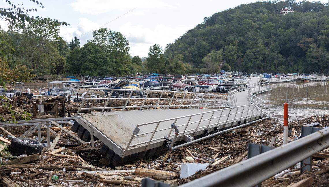 The marina at Lake Lure, N.C. on Sunday, September 29, 2024.