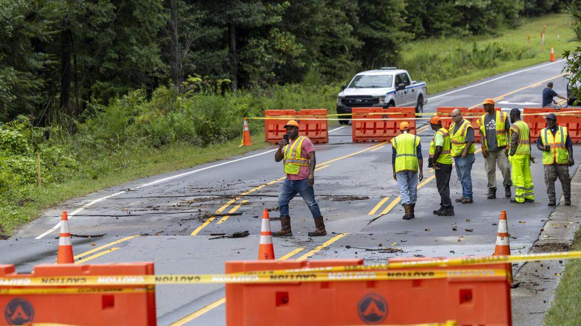 Heavy rainfall on Wednesday, Aug. 6 flooded roads across the Triangle. In Apex, a part of Olive Chapel Road was washed out. 