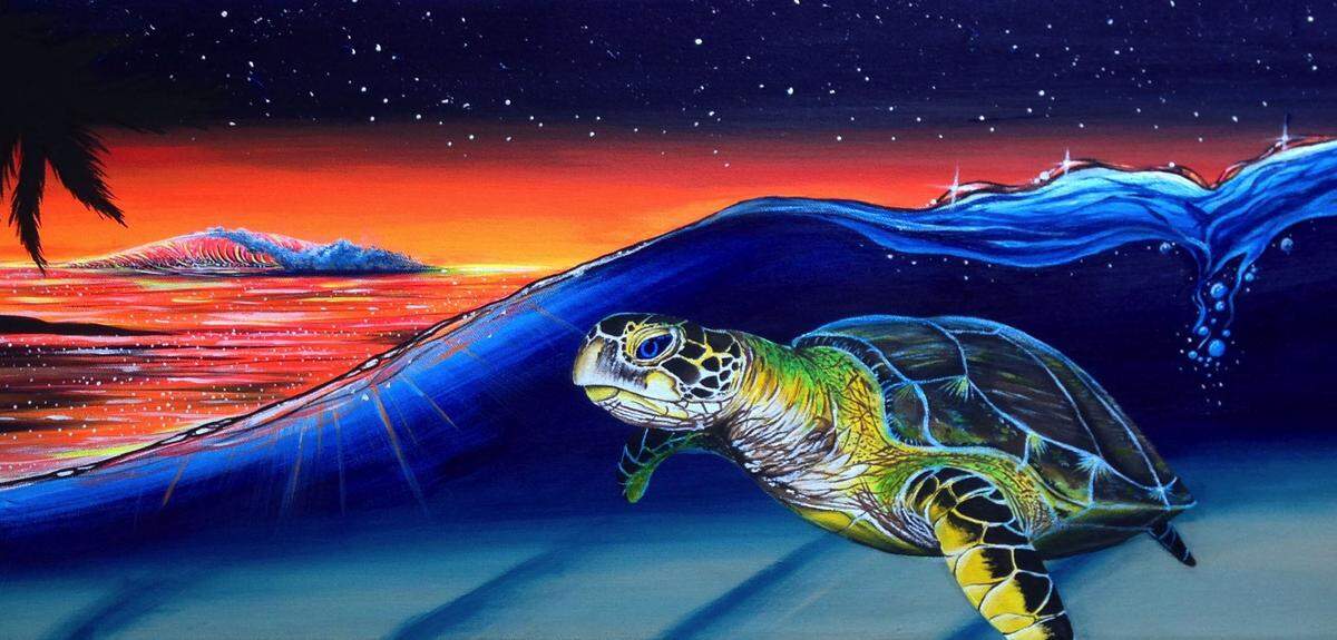 Painter Hunter Wells will have her work on display at the Raleigh Pancakes & Booze show.  Wells first participated in a Honolulu Pancakes & Booze a few years ago while she was a student at Hawaii Pacific University. Her love of Hawaii influences her art, which is full of brightly colored sunsets, serene seascapes and marine life.