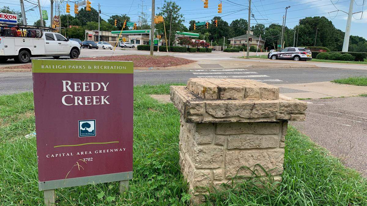 The Reedy Creek greenway trail, where it ends at Hillsborough Street. The city will soon break ground on the Gorman Street Connector to link the Reedy Creek and Rocky Branch greenway trails.