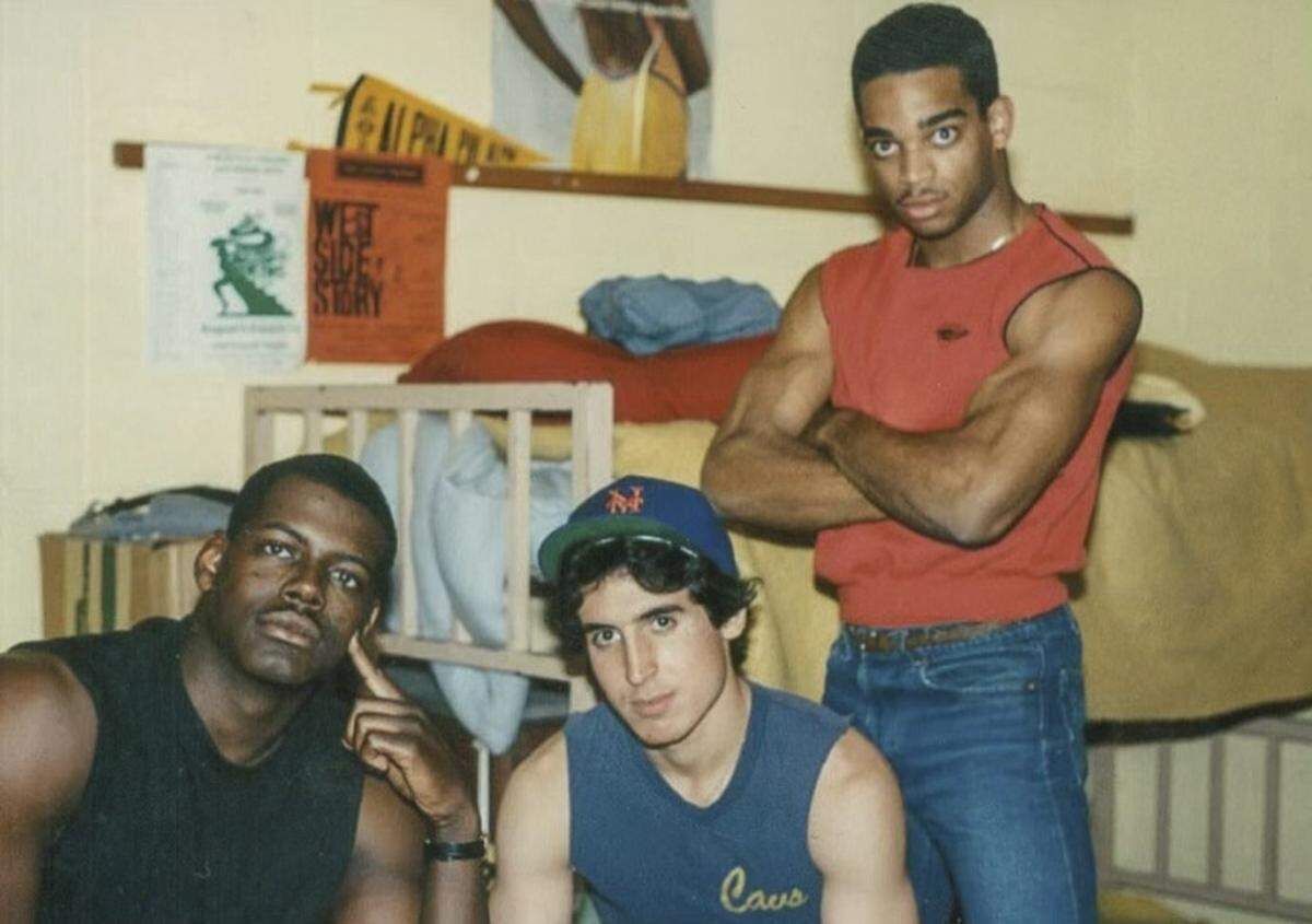 Fred Tindal, left, and Stuart Scott photographed in their dorm while attending UNC.
